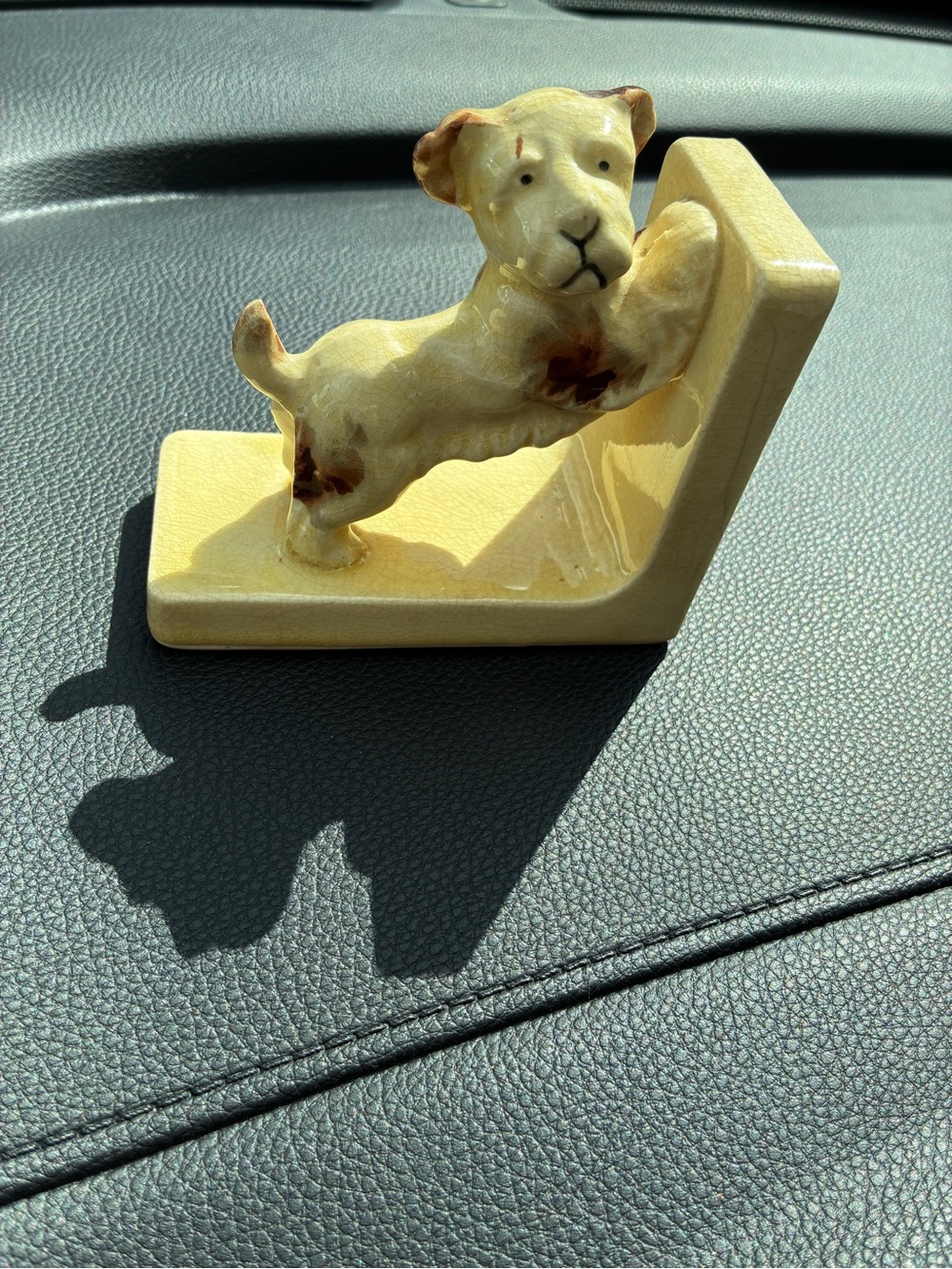 Ceramic Dog Bookend in Cream Glaze